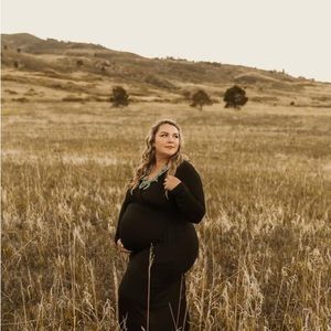 Black long sleeve maternity dress